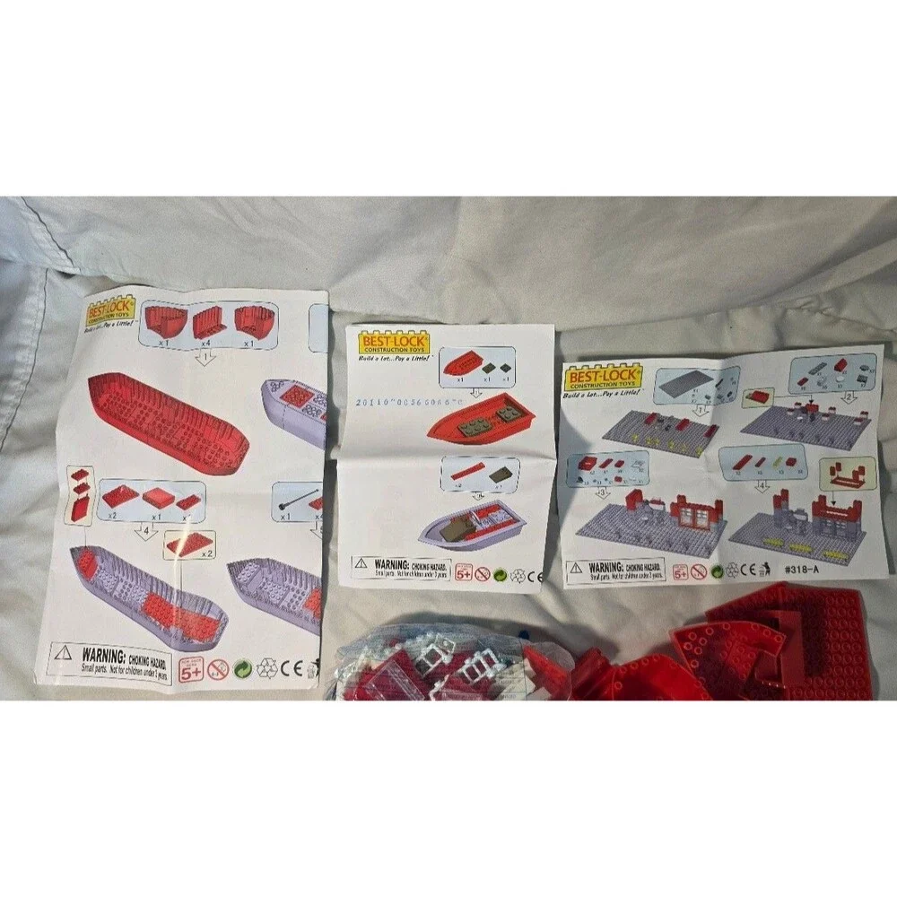 Best-Lock Construction Toys Building Set Lot Fire Dept Boat Station Parts Manual